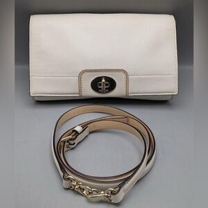 Kate Spade Hampton Road Juliana Ivory Leather Turn Lock Crossbody Bag with COA